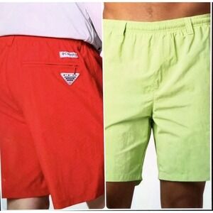 Lot of 2 Columbia PFG Backcast III Lined 6" Water Shorts Trunks Size XL Lime/Red
